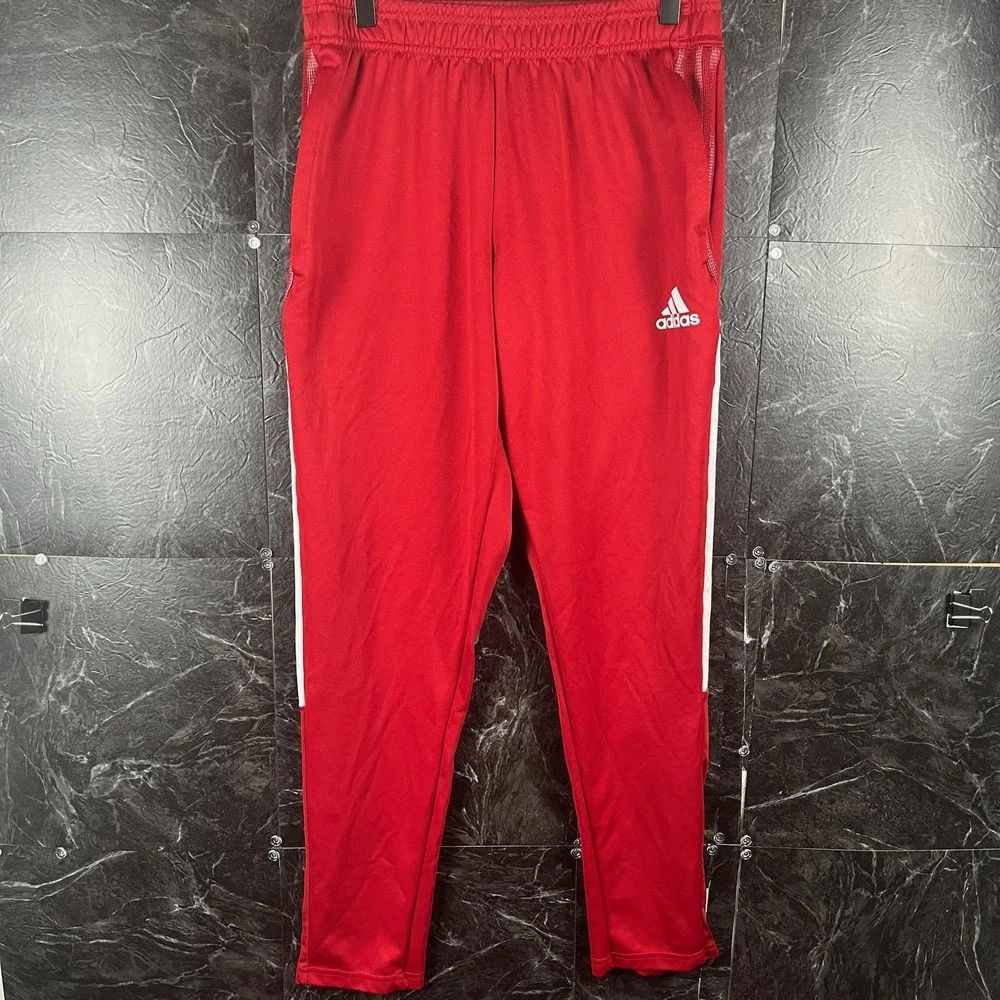Adidas Men's Red Striped Track Pants Medium